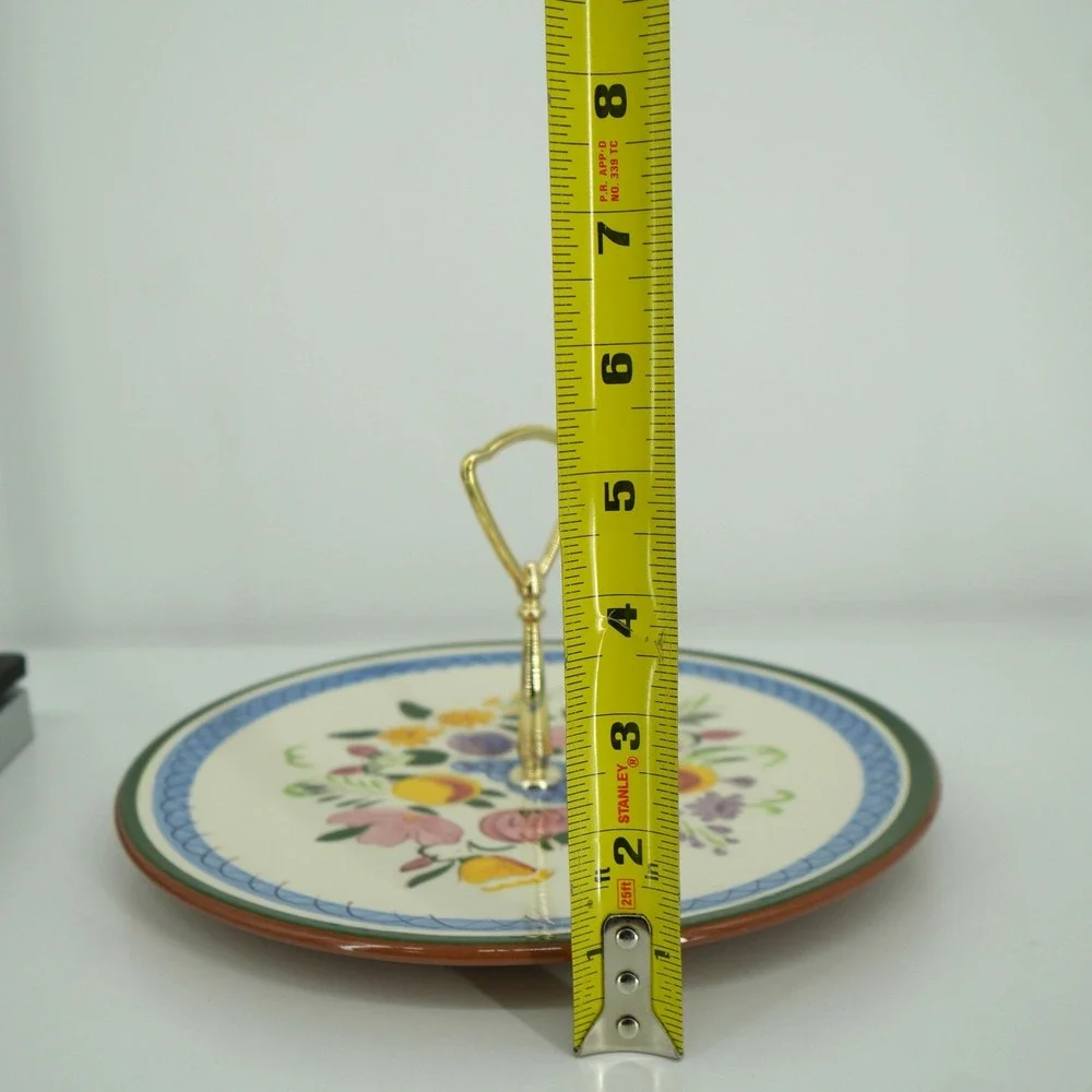 Stangl Tidbit Tray Serving Plate 10in Multicolor Fruit and Flowers Vintage MCM